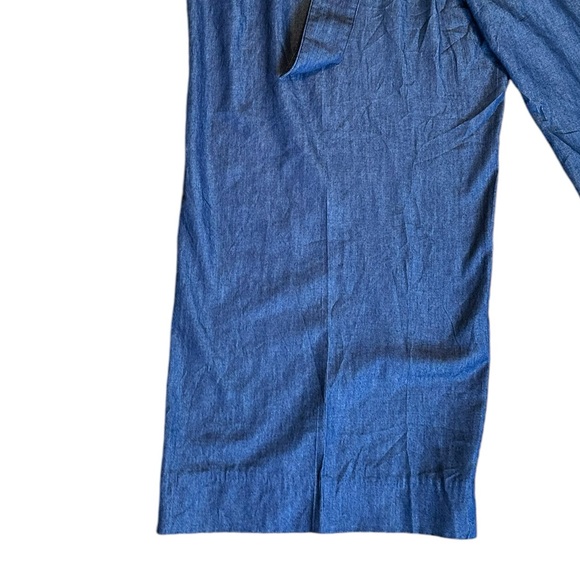 LANE BRYANT chambray denim look sleeveless tie waist crop jumpsuit size 12 - Picture 6 of 9